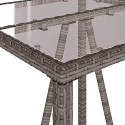 vidaXL Bar Table Bistro Table Outdoor Dining Table with Glass Top Poly Rattan - grey - Additional view 8