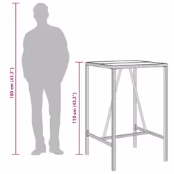vidaXL Bar Table Bistro Table Outdoor Dining Table with Glass Top Poly Rattan - grey - Additional view 9