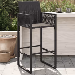 VidaXL 368702 outdoor chair Terrace Padded seat Polyrattan, Steel Black