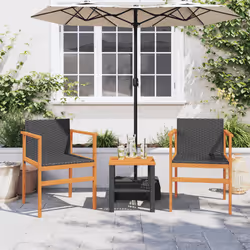 VidaXL 368708 outdoor chair Terrace Acacia wood, Polyrattan, Steel Black