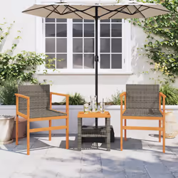 VidaXL 368709 outdoor chair Terrace Acacia wood, Polyrattan, Steel Grey
