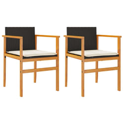 VidaXL 368711 outdoor chair Terrace Padded seat Acacia wood, Polyrattan, Steel Cream, White