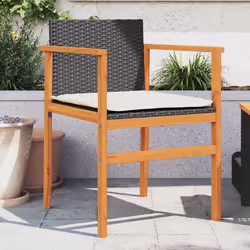 VidaXL 368711 outdoor chair Terrace Padded seat Acacia wood, Polyrattan, Steel Cream, White