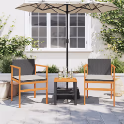 VidaXL 368711 outdoor chair Terrace Padded seat Acacia wood, Polyrattan, Steel Cream, White
