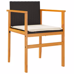 VidaXL 368711 outdoor chair Terrace Padded seat Acacia wood, Polyrattan, Steel Cream, White - Additional view 4