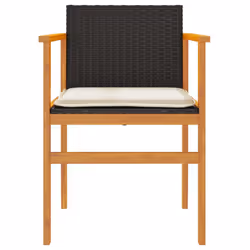 VidaXL 368711 outdoor chair Terrace Padded seat Acacia wood, Polyrattan, Steel Cream, White - Additional view 5