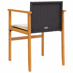 VidaXL 368711 outdoor chair Terrace Padded seat Acacia wood, Polyrattan, Steel Cream, White - Additional view 7
