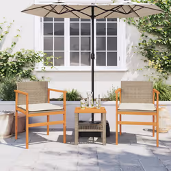 VidaXL 368713 outdoor chair Terrace Padded seat Acacia wood, Polyrattan, Steel Cream, White