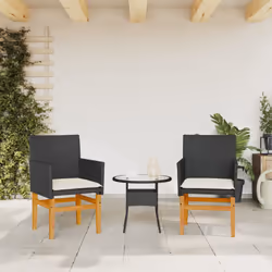 VidaXL 368714 outdoor chair Terrace Padded seat Acacia wood, Polyrattan, Steel Cream, White