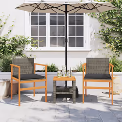 VidaXL 368715 outdoor chair Terrace Padded seat Acacia wood, Polyrattan, Steel Grey - Additional view 3