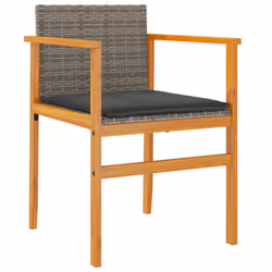 VidaXL 368715 outdoor chair Terrace Padded seat Acacia wood, Polyrattan, Steel Grey - Additional view 4
