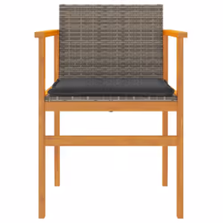 VidaXL 368715 outdoor chair Terrace Padded seat Acacia wood, Polyrattan, Steel Grey - Additional view 5