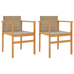 VidaXL 368716 outdoor chair Terrace Padded seat Acacia wood, Polyrattan, Steel Cream, White