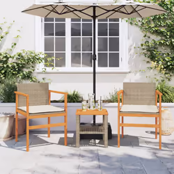 VidaXL 368716 outdoor chair Terrace Padded seat Acacia wood, Polyrattan, Steel Cream, White