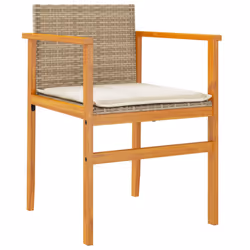VidaXL 368716 outdoor chair Terrace Padded seat Acacia wood, Polyrattan, Steel Cream, White - Additional view 4