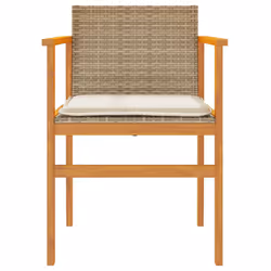 VidaXL 368716 outdoor chair Terrace Padded seat Acacia wood, Polyrattan, Steel Cream, White - Additional view 5