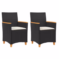 VidaXL 368717, Terrace, Padded seat, Acacia wood, Polyrattan, Steel, Cream, White, 590 mm, 610 mm