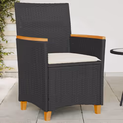 VidaXL 368717 outdoor chair Terrace Padded seat Acacia wood, Polyrattan, Steel Cream, White
