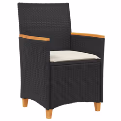 VidaXL 368717 outdoor chair Terrace Padded seat Acacia wood, Polyrattan, Steel Cream, White - Additional view 4