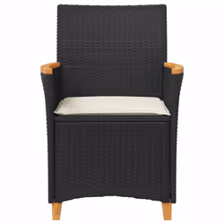 VidaXL 368717 outdoor chair Terrace Padded seat Acacia wood, Polyrattan, Steel Cream, White - Additional view 5