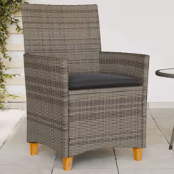 VidaXL 368718 outdoor chair Terrace Padded seat Acacia wood, Polyrattan, Steel Grey