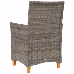 VidaXL 368718 outdoor chair Terrace Padded seat Acacia wood, Polyrattan, Steel Grey - Additional view 7