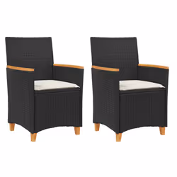 VidaXL 368720, Terrace, Padded seat, Acacia wood, Polyrattan, Steel, Cream, White, 590 mm, 610 mm
