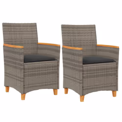 VidaXL 368721, Terrace, Padded seat, Acacia wood, Polyrattan, Steel, Grey, 590 mm, 610 mm