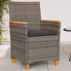 VidaXL 368721 outdoor chair Terrace Padded seat Acacia wood, Polyrattan, Steel Grey