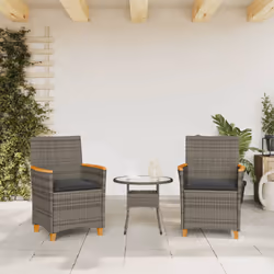 VidaXL 368721 outdoor chair Terrace Padded seat Acacia wood, Polyrattan, Steel Grey