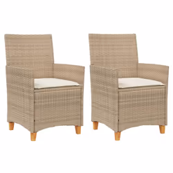 VidaXL 368722, Terrace, Padded seat, Acacia wood, Polyrattan, Steel, Cream, White, 590 mm, 610 mm