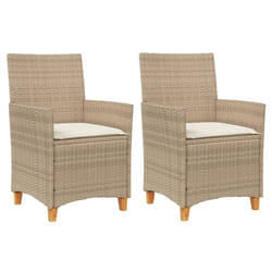 VidaXL 368722 outdoor chair Terrace Padded seat Acacia wood, Polyrattan, Steel Cream, White