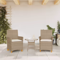VidaXL 368722 outdoor chair Terrace Padded seat Acacia wood, Polyrattan, Steel Cream, White