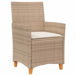 VidaXL 368722 outdoor chair Terrace Padded seat Acacia wood, Polyrattan, Steel Cream, White - Additional view 4