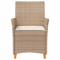 VidaXL 368722 outdoor chair Terrace Padded seat Acacia wood, Polyrattan, Steel Cream, White - Additional view 5