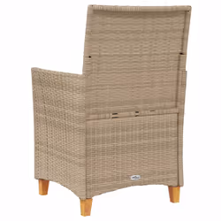 VidaXL 368722 outdoor chair Terrace Padded seat Acacia wood, Polyrattan, Steel Cream, White - Additional view 7