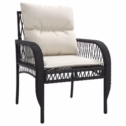 vidaXL Garden Sofa Set 4 Piece with Cushions Outdoor Sofa Black Poly Rattan - Additional view 4