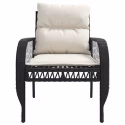 vidaXL Garden Sofa Set 4 Piece with Cushions Outdoor Sofa Black Poly Rattan - Additional view 7
