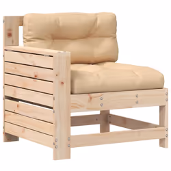 vidaXL Garden Armrest Sofa with Cushion Outdoor Sectional Sofa Solid Wood Pine