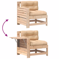 vidaXL Garden Armrest Sofa with Cushion Outdoor Sectional Sofa Solid Wood Pine - Additional view 6