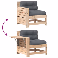 vidaXL Garden Armrest Sofa with Cushion Outdoor Sectional Sofa Solid Wood Pine - Additional view 6