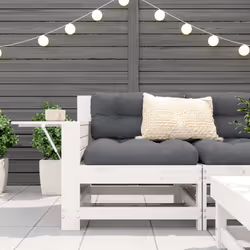 vidaXL Garden Armrest Sofa with Cushion Outdoor Sofa White Solid Wood Pine