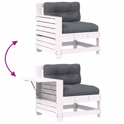 vidaXL Garden Armrest Sofa with Cushion Outdoor Sofa White Solid Wood Pine - Additional view 6