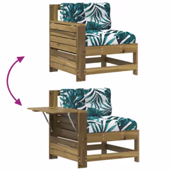 vidaXL Garden Armrest Sofa with Cushion Outdoor Sofa Impregnated Wood Pine - Additional view 6