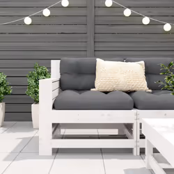 vidaXL Garden Armrest Sofa with Cushion Outdoor Sofa White Solid Wood Pine