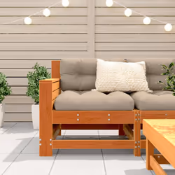 vidaXL Garden Armrest Sofa with Cushion Outdoor Sofa Wax Brown Solid Wood Pine