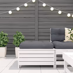 vidaXL Garden Footstool with Cushion Ottoman Footrest White Solid Wood Pine