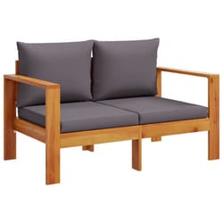 vidaXL Garden Table Outdoor Dining Table Patio Side Table Solid Wood Acacia - dark grey, 2-seater with armrests