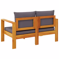 vidaXL Garden Table Outdoor Dining Table Patio Side Table Solid Wood Acacia - dark grey, 2-seater with armrests - Additional view 5