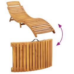 vidaXL Sun Lounger with Cushion Sunbed Lounge Bed Beige Solid Wood Acacia - Additional view 4